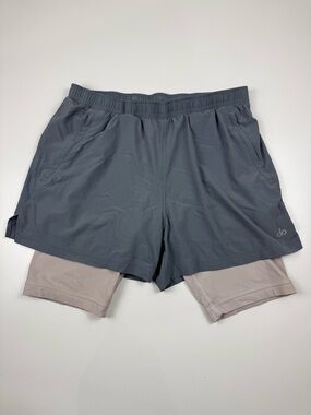 ALO Men’s Large Revival 2 In 1 Short Gray 5” Gym Athletic Running Compression